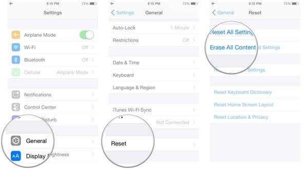 press the transfer or reset iphone button