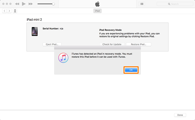 itunes restore ipad recovery mode