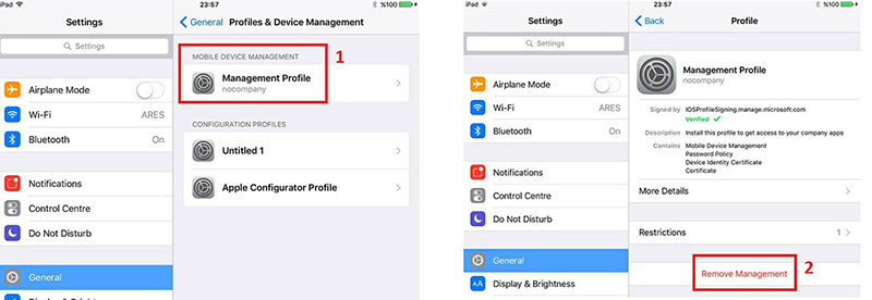 steps to remove mdm from ipad