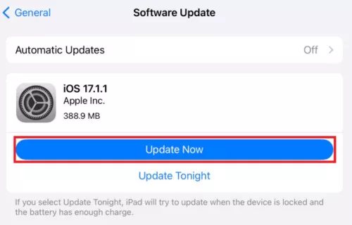 iPad software update