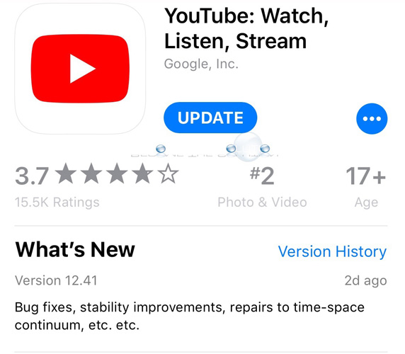 update youtube