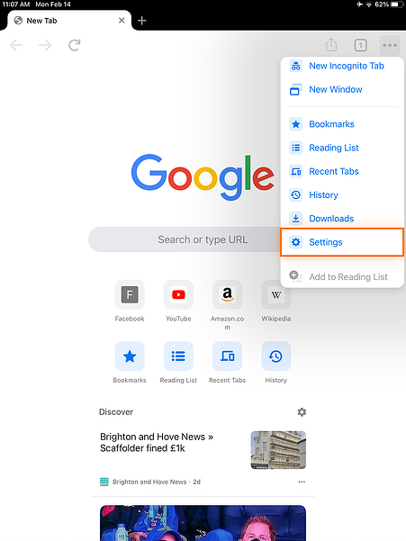 clear chrome cache on ipad - 1