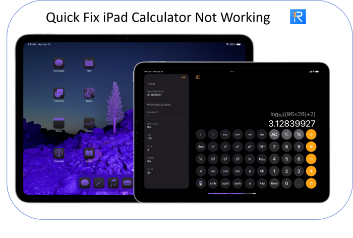 iPad calculator not working