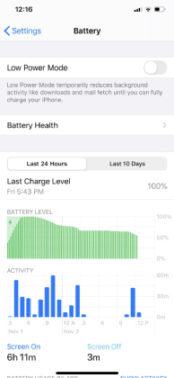check battery settings