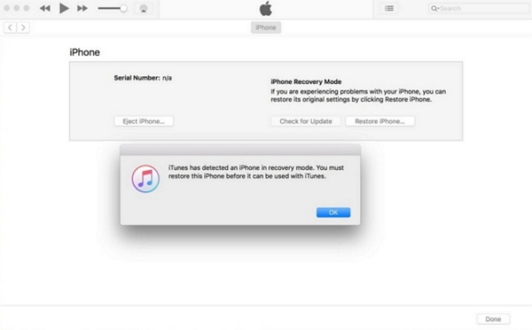 fix iphone stuck on recovery mode - restore iphone with itunes