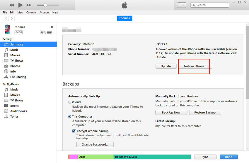 restore with itunes