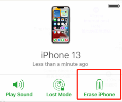 erase iphone at icloud website