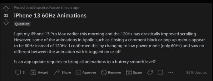 iphone 13 pro promotion display issue