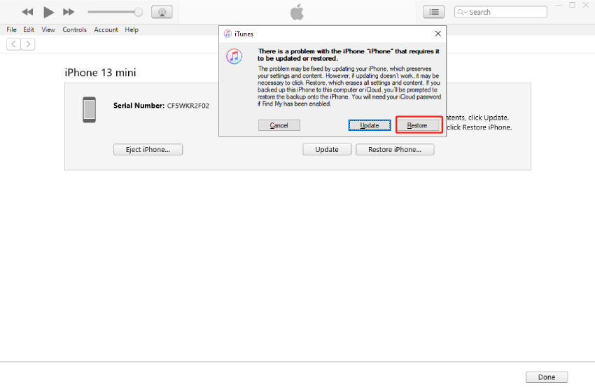 fix iphone stuck on recovery mode with itunes