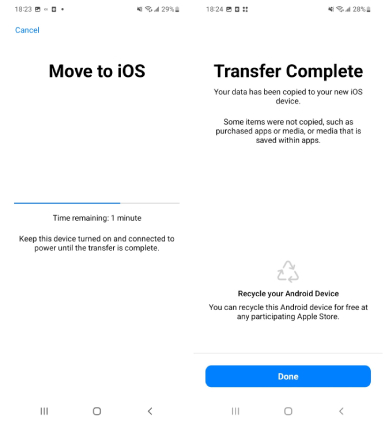 transfer messages from android to iphone 14 via move to ios successfully
