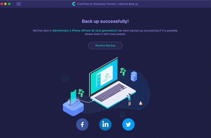 social app backup successfully icarefone