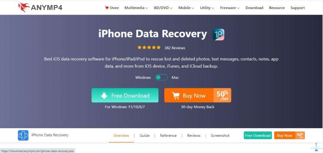 AnyMp4 data recovery tool for iOS devices 