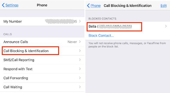 checking blocked contact list