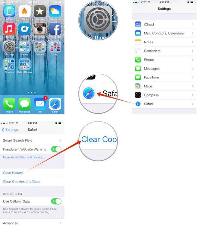 erase cookies safari iphone