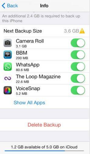 how to delete icloud backup on iphone