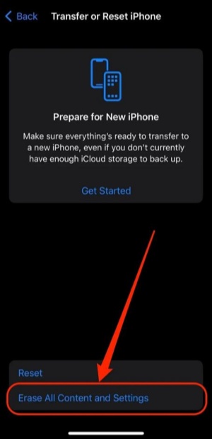 factory reset iphone