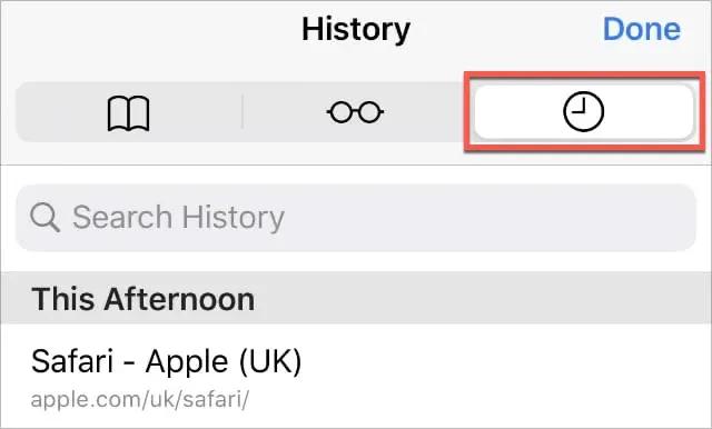  find tabs from Safari History