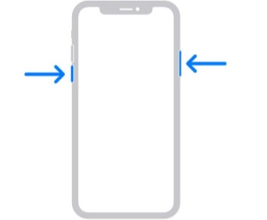 hold the iphone's side button