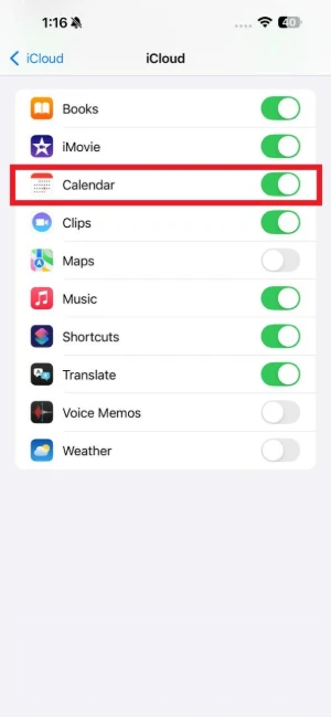 синхронизация календаря iPhone с iCloud