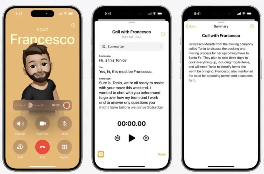 iOS 18 Call Recording and notes