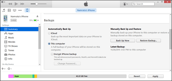 restore backup with itunes 