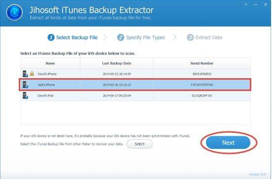 jihosoft free itunes backup extractor