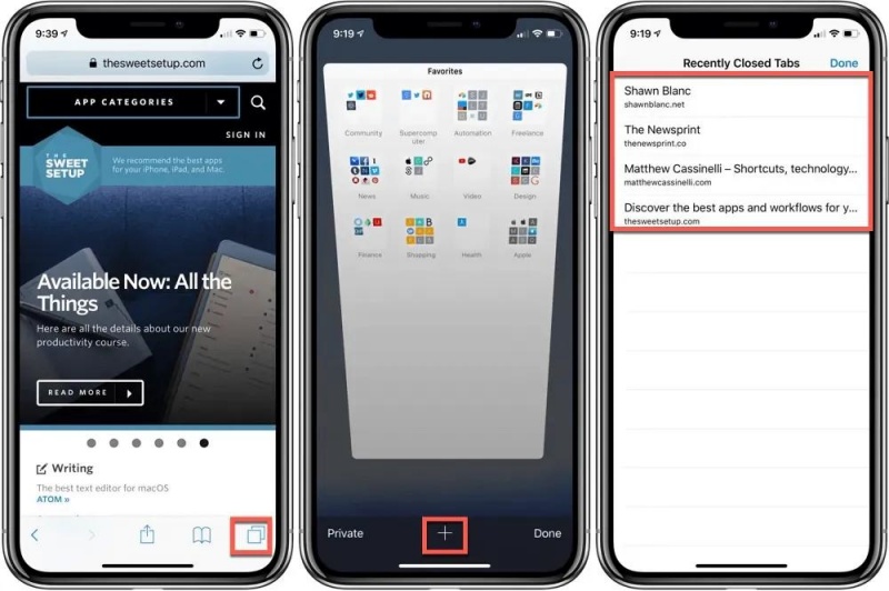 most recently closed tabs to see safari tabs
 