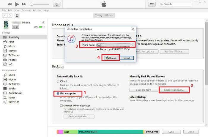  recover the photos with itunes