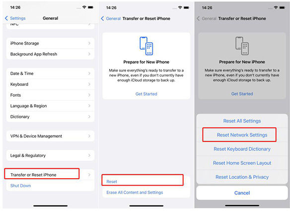 reset network settings