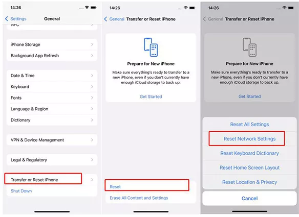 reset network settings