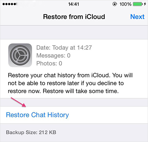 backup line chat history