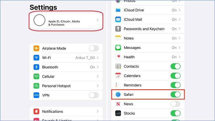 restore Safari tabs on iphone from icloud