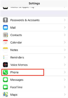 selecting phone settings