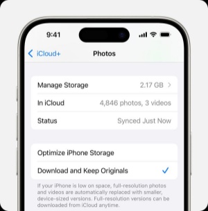 turn off optimize iphone storage