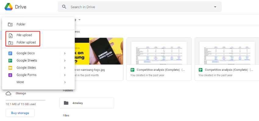 how to upload to google drive iphone