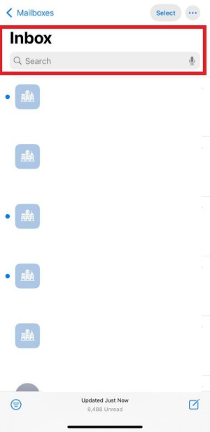 use search bar to find emails