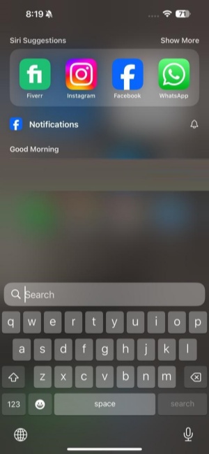 using ios search to find hidden photos