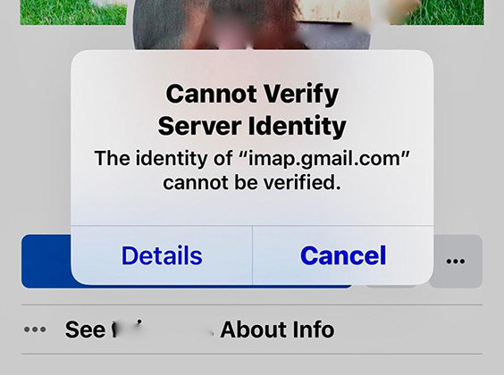 unable to verify email account iphone