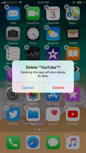 delete youtube app