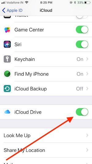enable icloud drive in ios 11 iphone/ipad