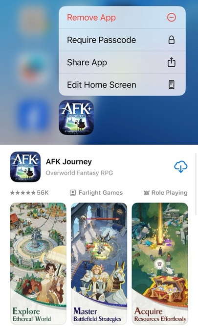 reinstall afk journey app