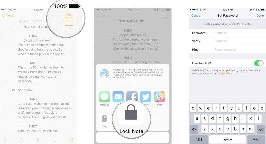 how to lock notes on iphone & ipad in ios 9.3