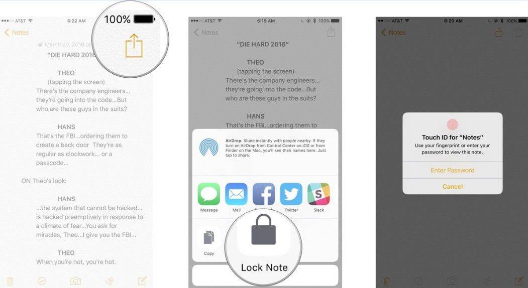 lock notes with password or touch id on iphone and ipad