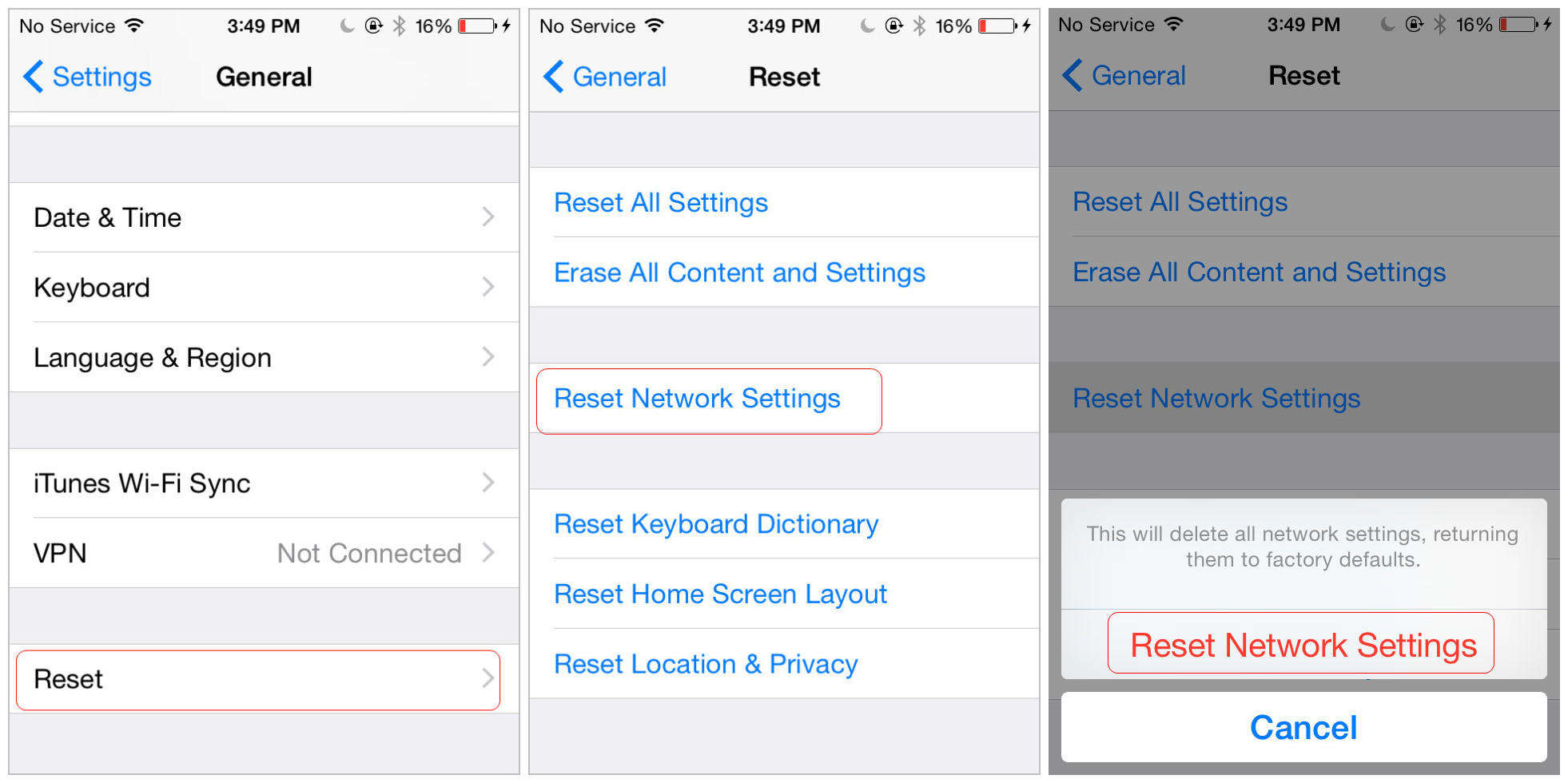 how do i fix my iphone network connection