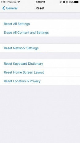 reset network settings