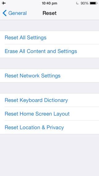 reset network settings