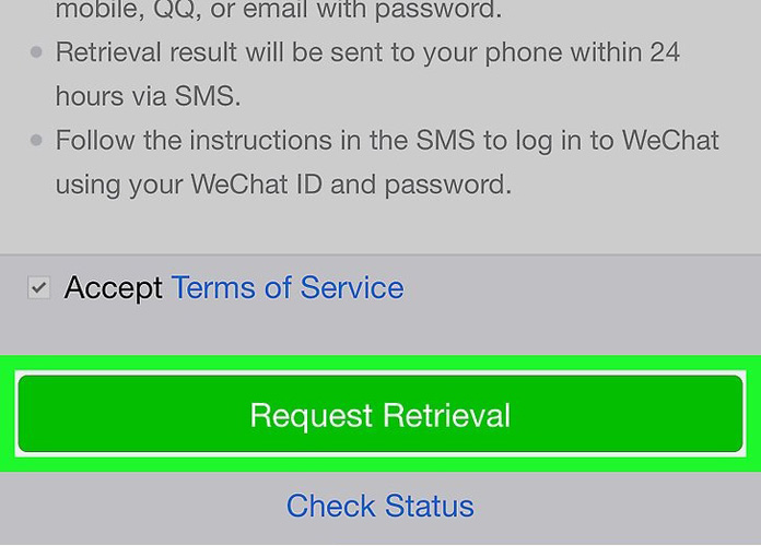Allowed blocked unlock login wechat self-service Privacy Policy