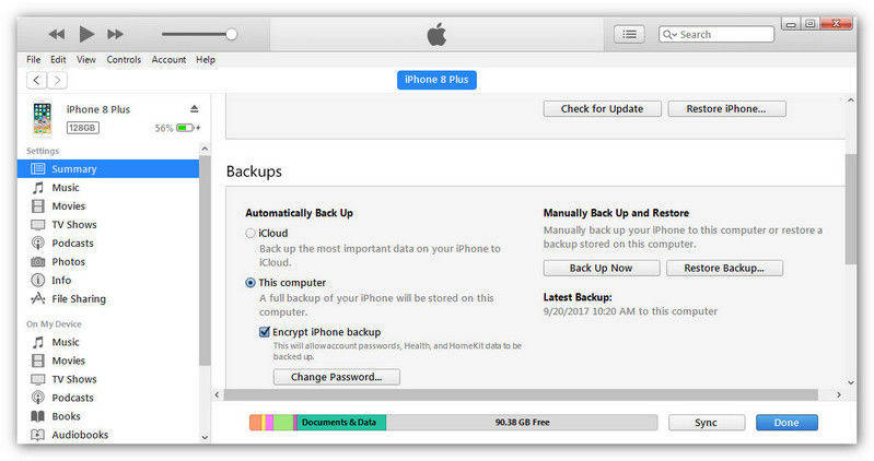backup iphone to itunes