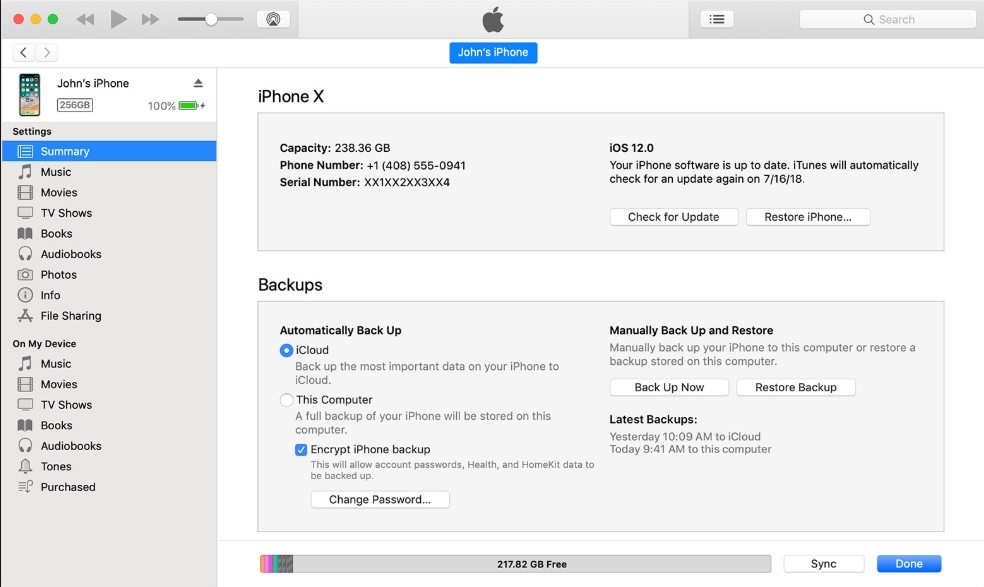 restore itunes backup