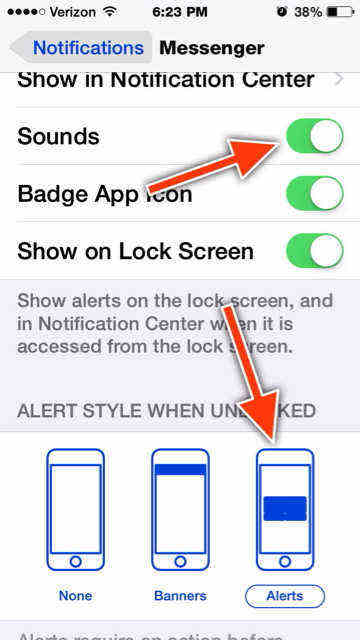 set messenger notifications on iphone if messenger notification not working